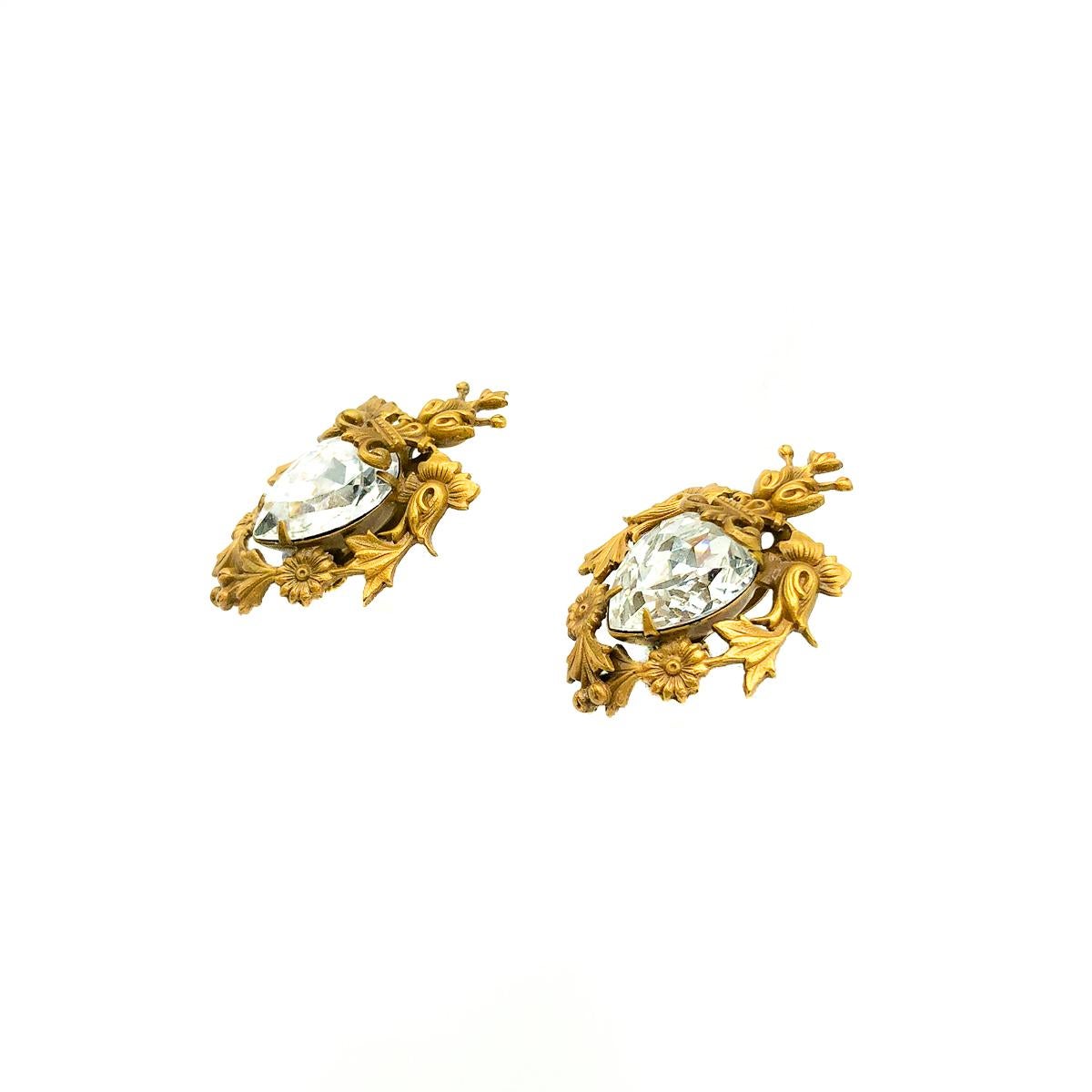 Vintage Joseff Crystal Earrings. Dating to the 1940s and created by the incredible jeweller, Joseff of Hollywood. Joseff of Hollywood was first and foremost 'Jeweller to the Stars'. Joseff created pieces for Hollywood actors and actresses; including