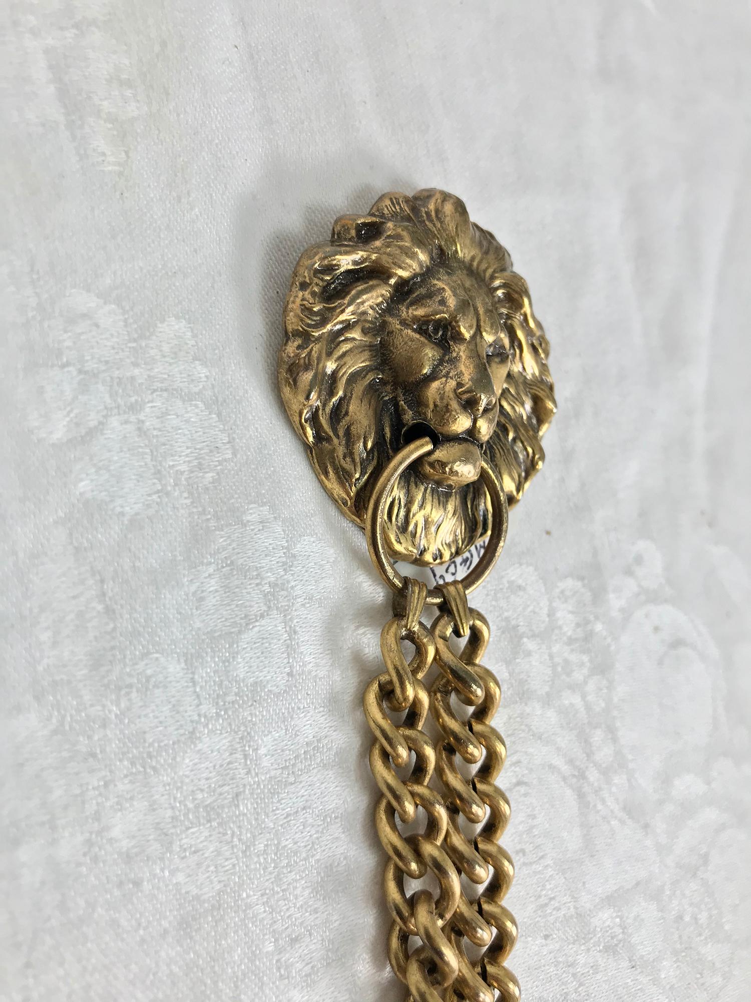 Women's or Men's Vintage Joseff of Hollywood Golden Lion Head dagger Brooch 1940s