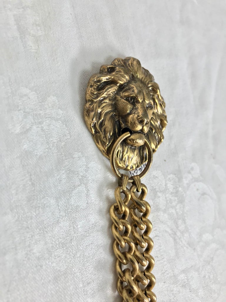 Vintage Joseff of Hollywood Golden Lion Head dagger Brooch 1940s 