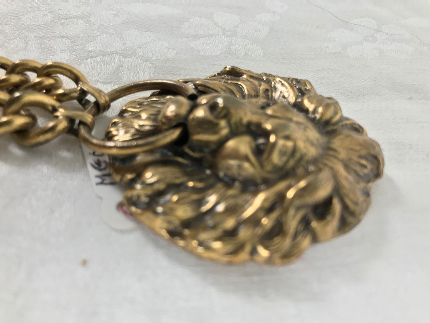 Vintage Joseff of Hollywood Golden Lion Head dagger Brooch 1940s 1