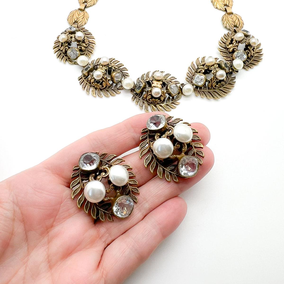 da uomo o donna Joseff of Hollywood Perle e Paste Demi Parure vintage degli anni '40 in vendita