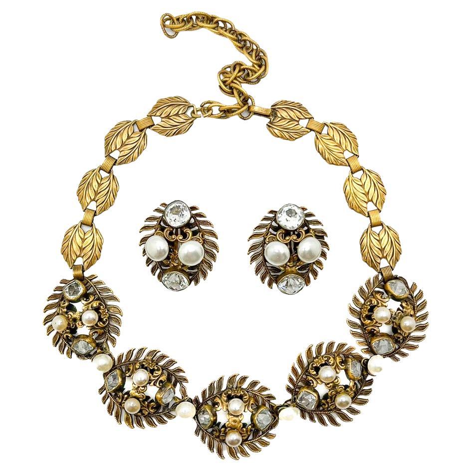 Vintage Joseff of Hollywood Pearl & Paste Demi Parure 1940s