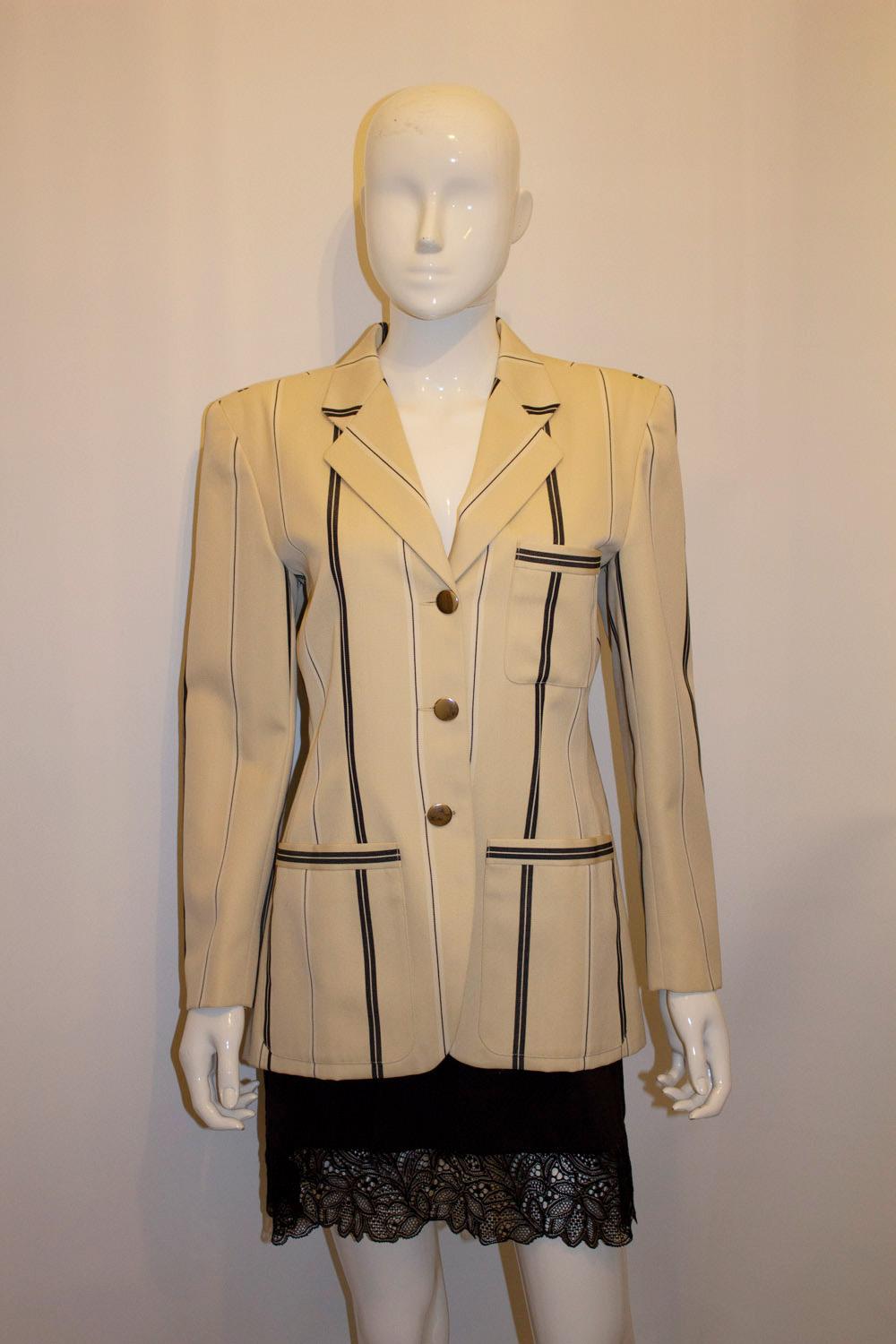 Brown Vintage Joseph London Stripe Wool Blazer For Sale