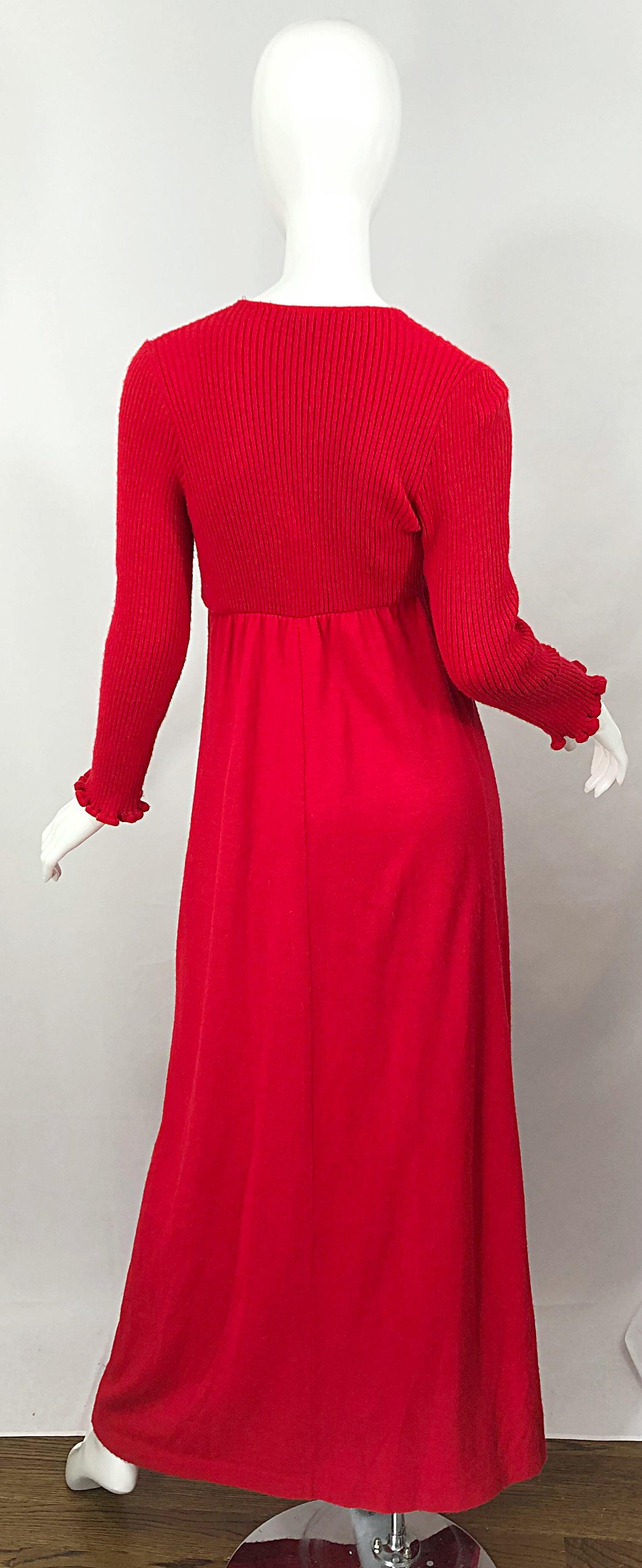 red wool dress long sleeve