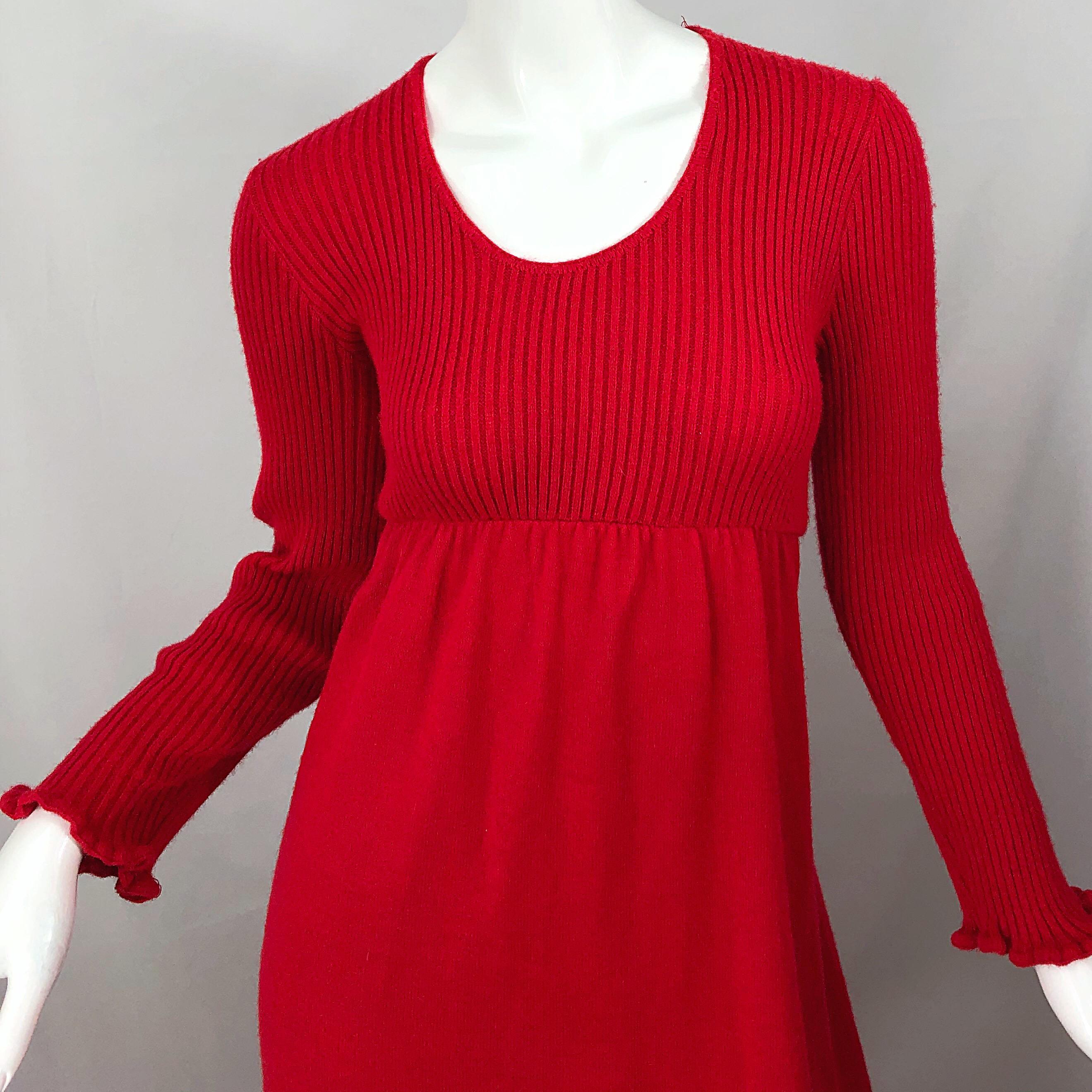 red 70s dress