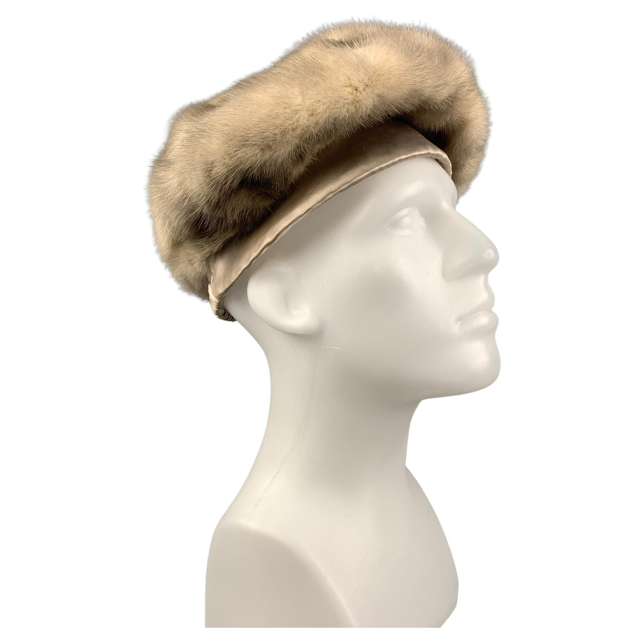 Vintage JOSEPH MAGNIN Grey Mink Fur Silk Hat