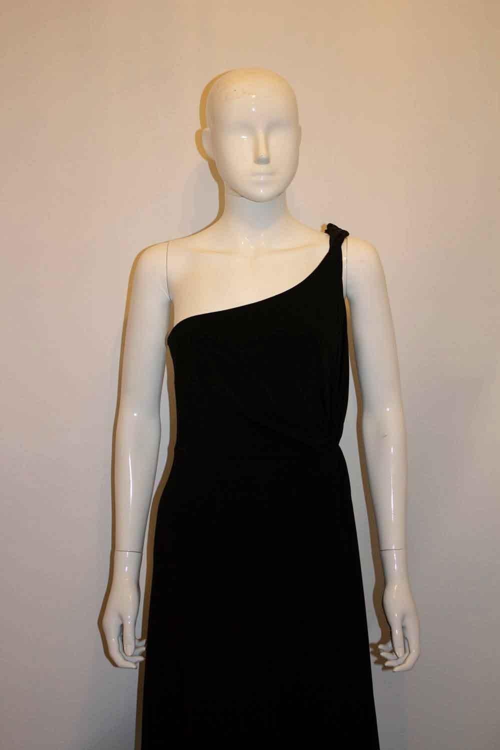 Vintage Joseph Ribkoff  Black One Shoulder Cocktail Dress In Good Condition For Sale In London, GB