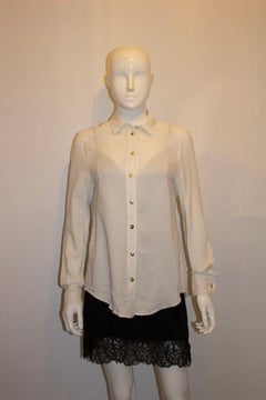 Vintage Joseph White Ribbed Silk Shirt