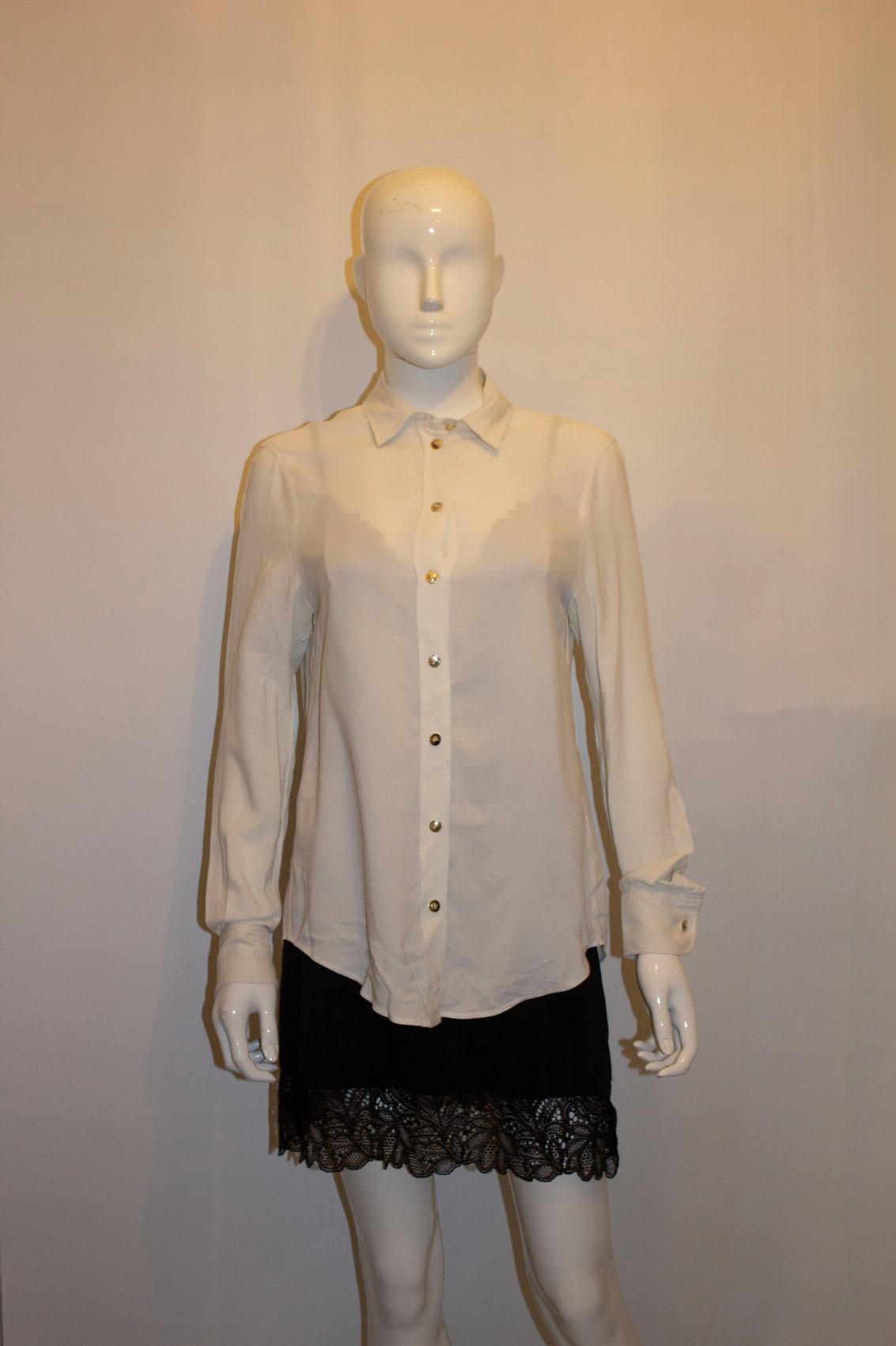Vintage Joseph White Geripptes Seidenhemd im Zustand „Gut“ im Angebot in London, GB