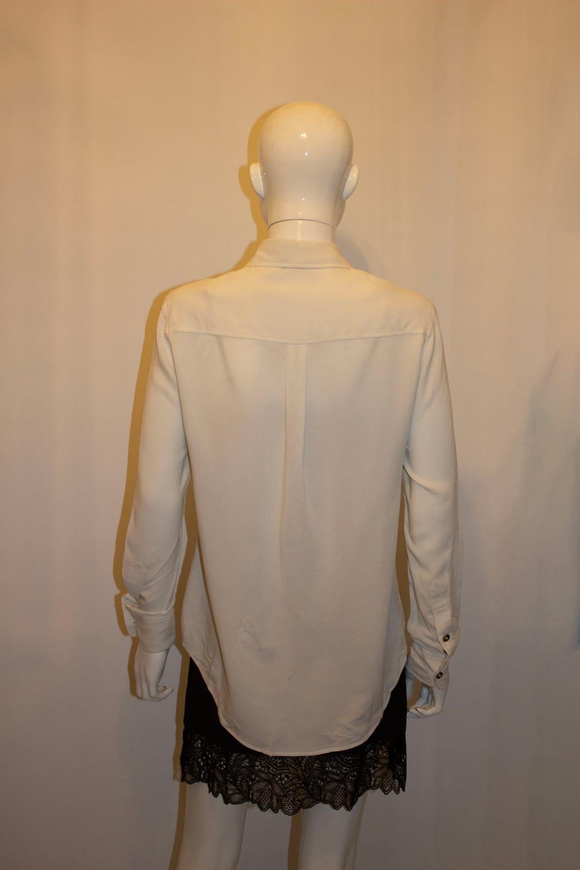 Vintage Joseph White Geripptes Seidenhemd im Angebot 1
