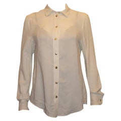 Vintage Joseph White Ribbed Silk Shirt