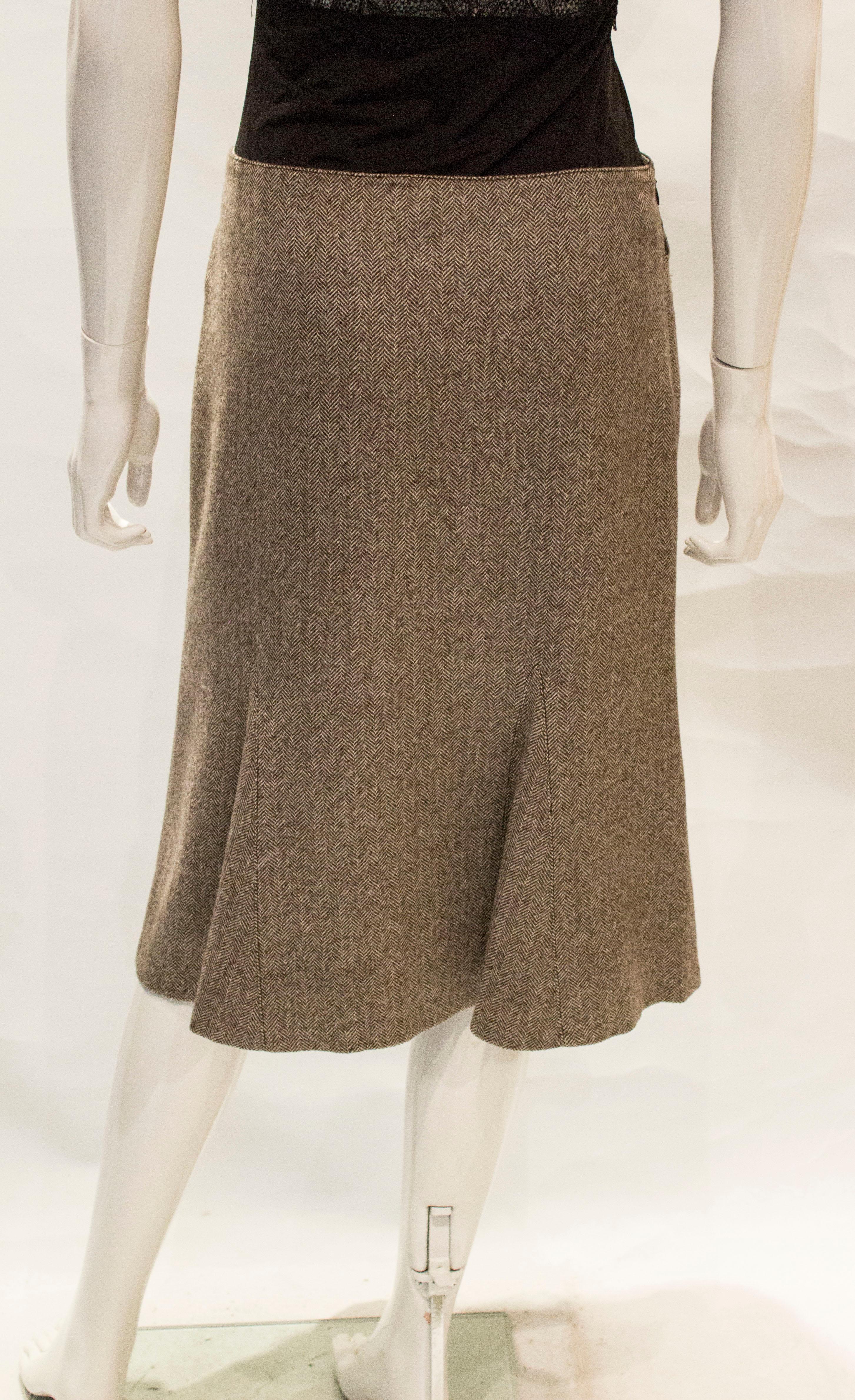 Vintage joseph wool Skirt with leather waist band  In Good Condition In London, GB