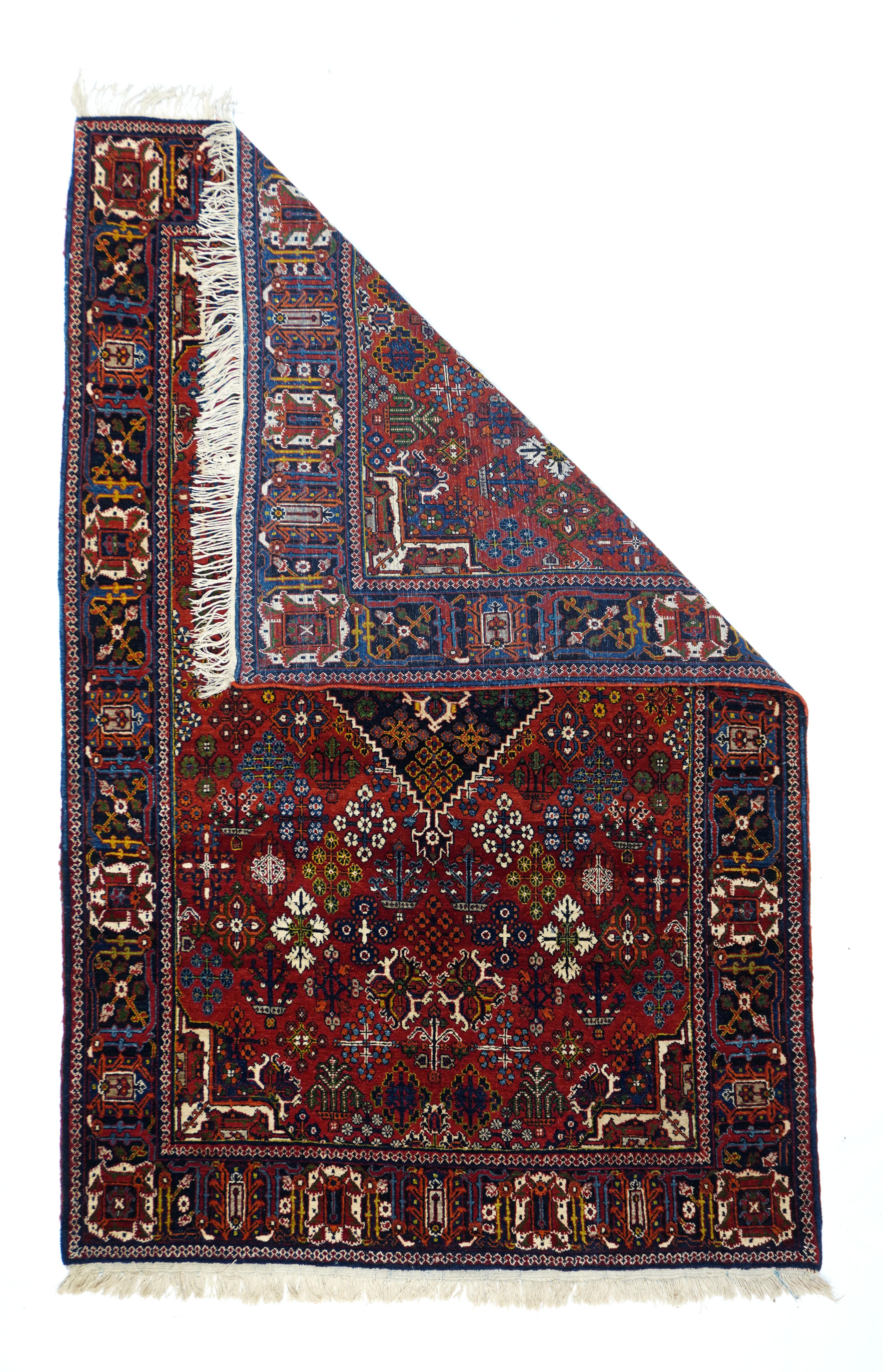 Vintage Joshagan rug 4'3'' x 6'7''. Joshogan (Joshagan), in central Persia specializes in only a few designs, especially one derived from Safavid originals, consisting of diamond or lozenge-shaped floret arrays, often around a central contrasting,