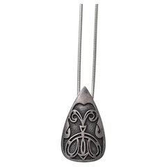 Vintage Joyce Spiro Solid Sterling Silver Open-Work Indonesian Shield Necklace