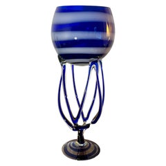 Vintage Jozefina Krosno "Octopus" Pedestal Art Glass Bowl