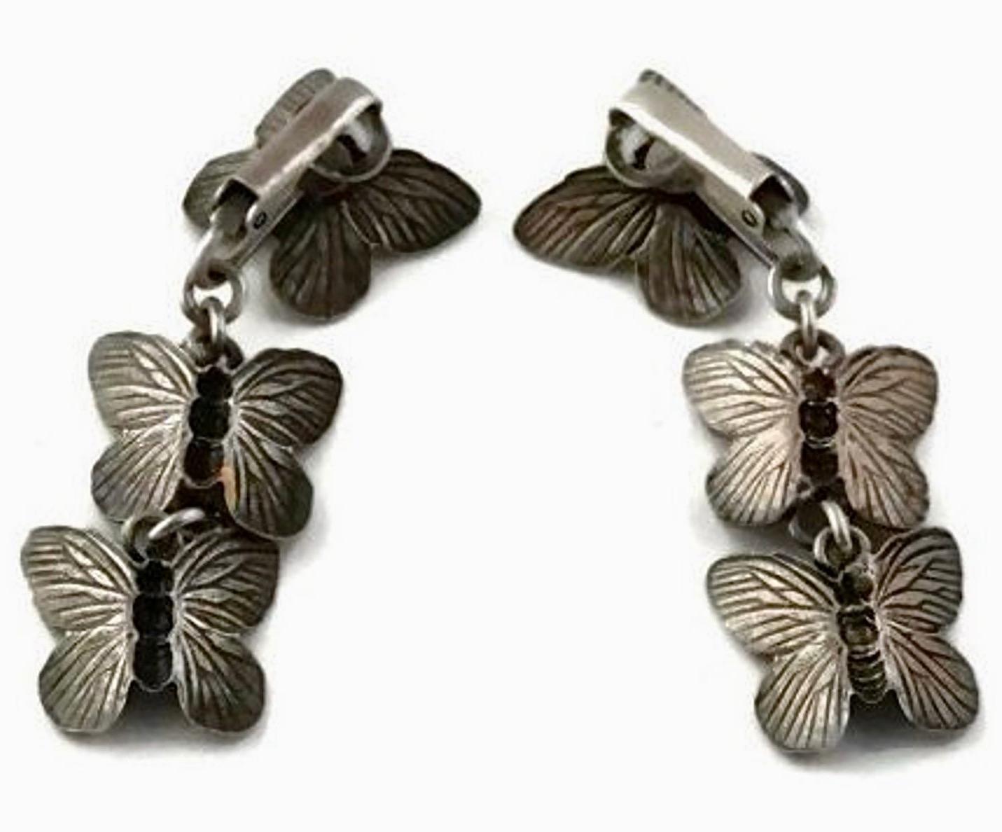 Vintage JPG Jean Paul Gaultier Tiered Enamel Butterfly Earrings For Sale 1