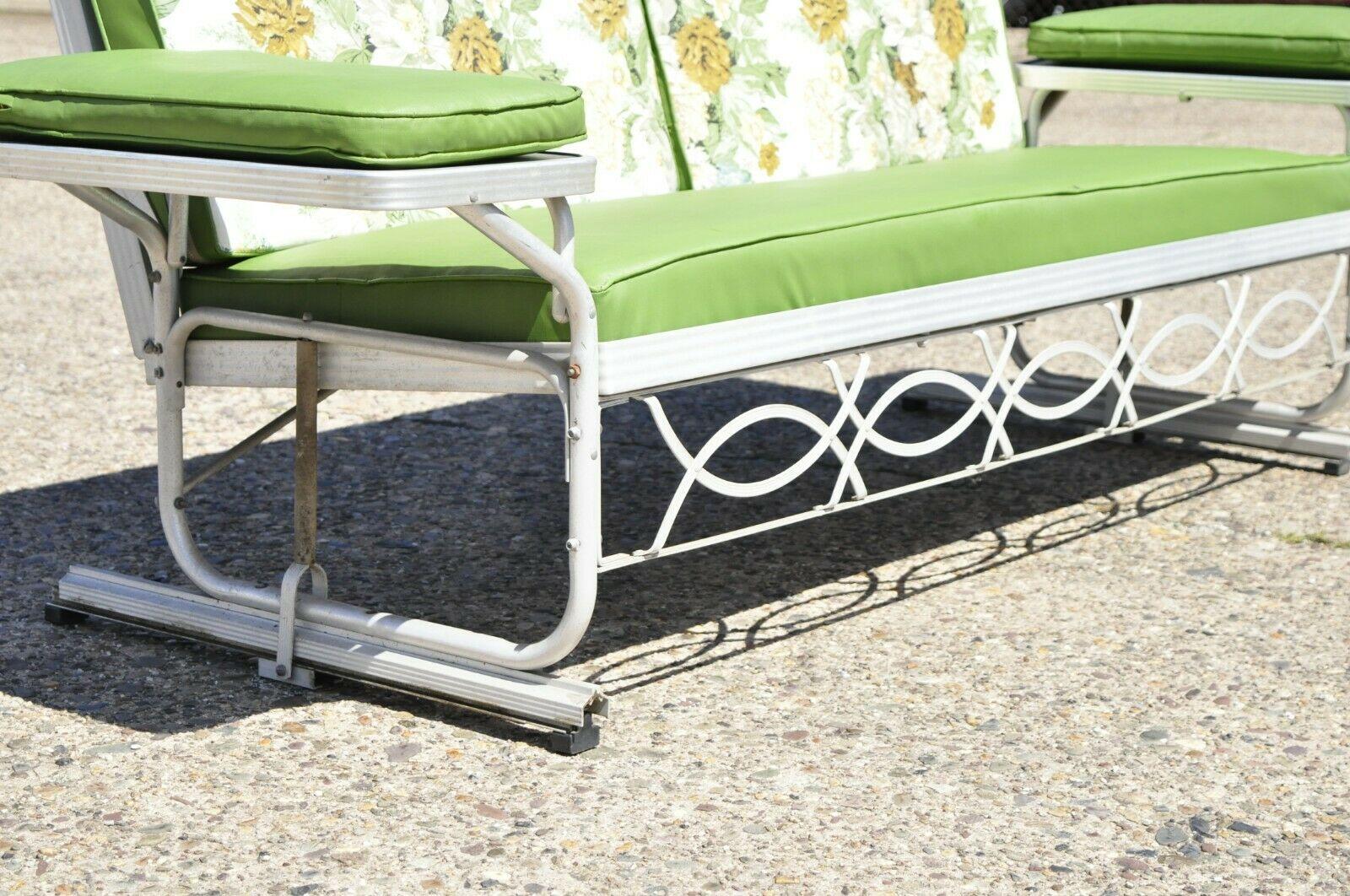 Vintage J.R. Bunting Aluminum Glider Convertible Sofa Metal Porch Furniture 3