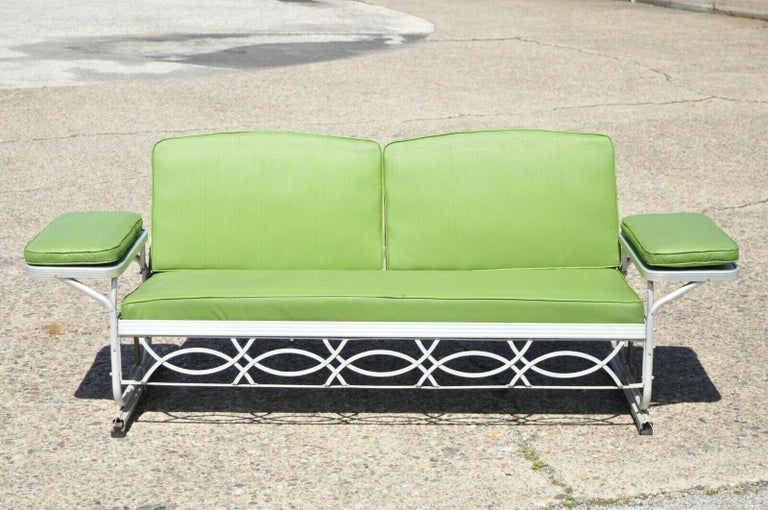 Vintage J.R. Bunting Aluminum Glider Convertible Sofa Metal Porch