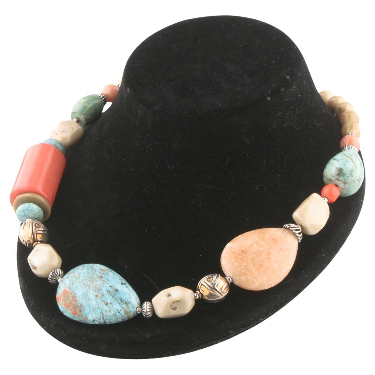 Vintage JRI USA Multi Stone Necklace and Earring Set