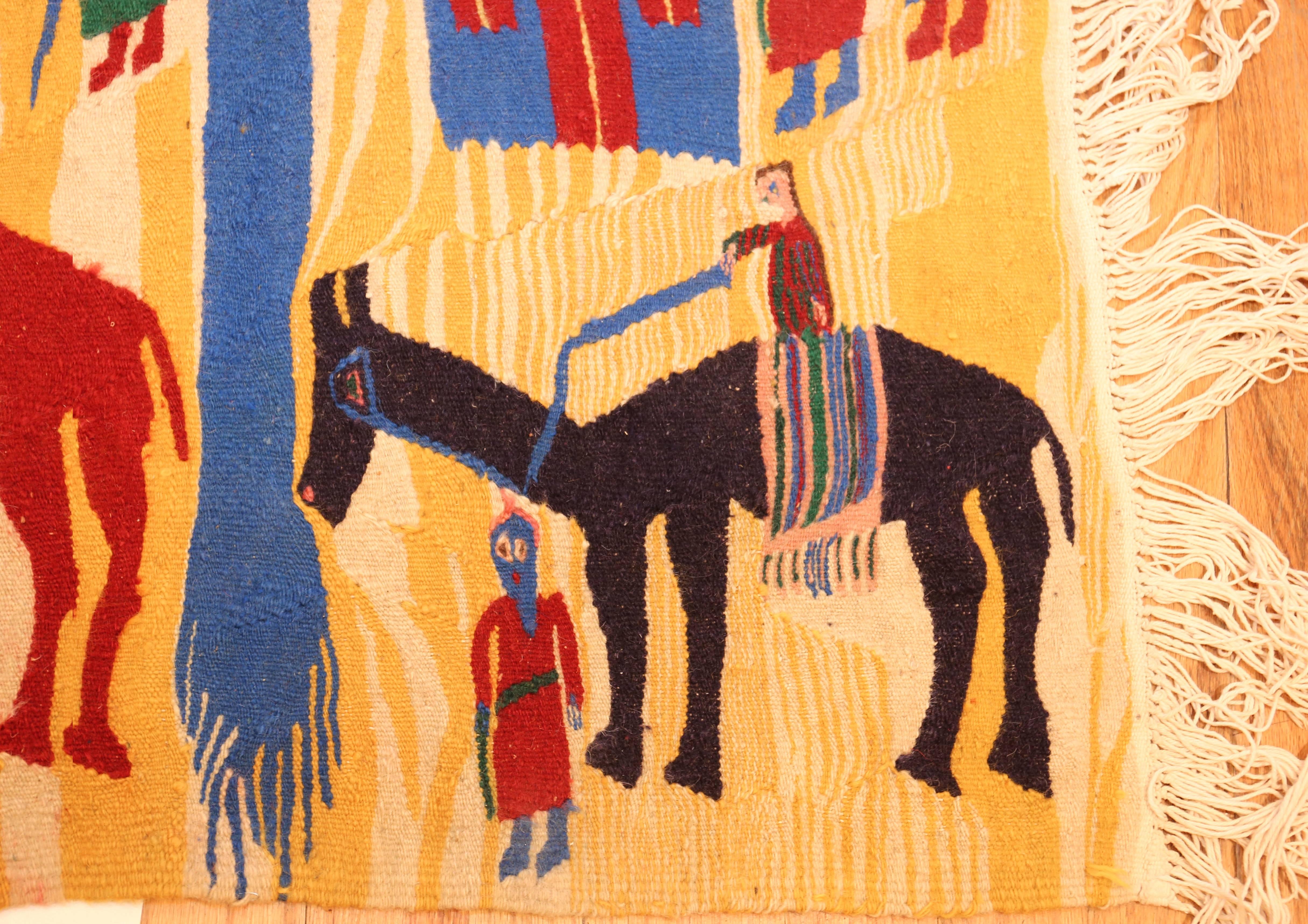 Vintage Judaic Purim Scene Tapestry. Size: 6 ft x 3 ft 9 in  For Sale 2