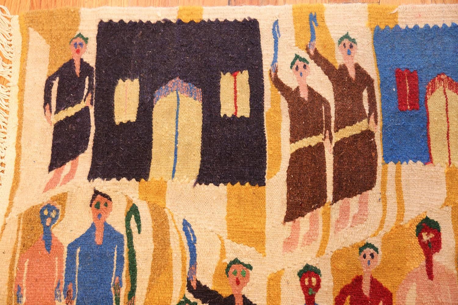 Israeli Vintage Judaic Purim Scene Tapestry. Size: 6 ft x 3 ft 9 in  For Sale