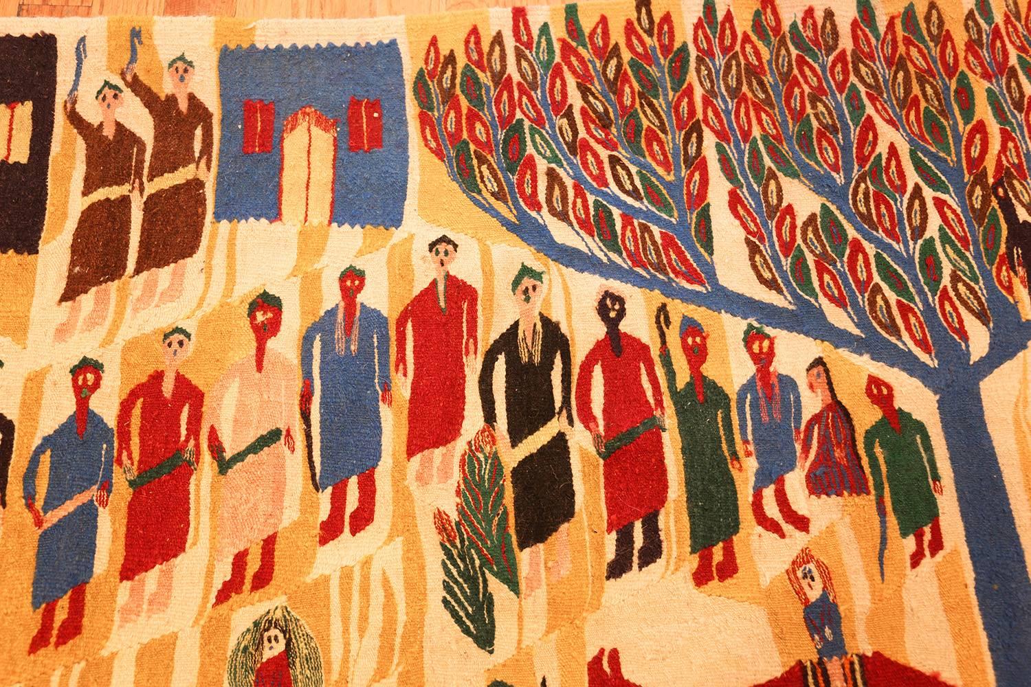 Wool Vintage Judaic Purim Scene Tapestry. Size: 6 ft x 3 ft 9 in  For Sale