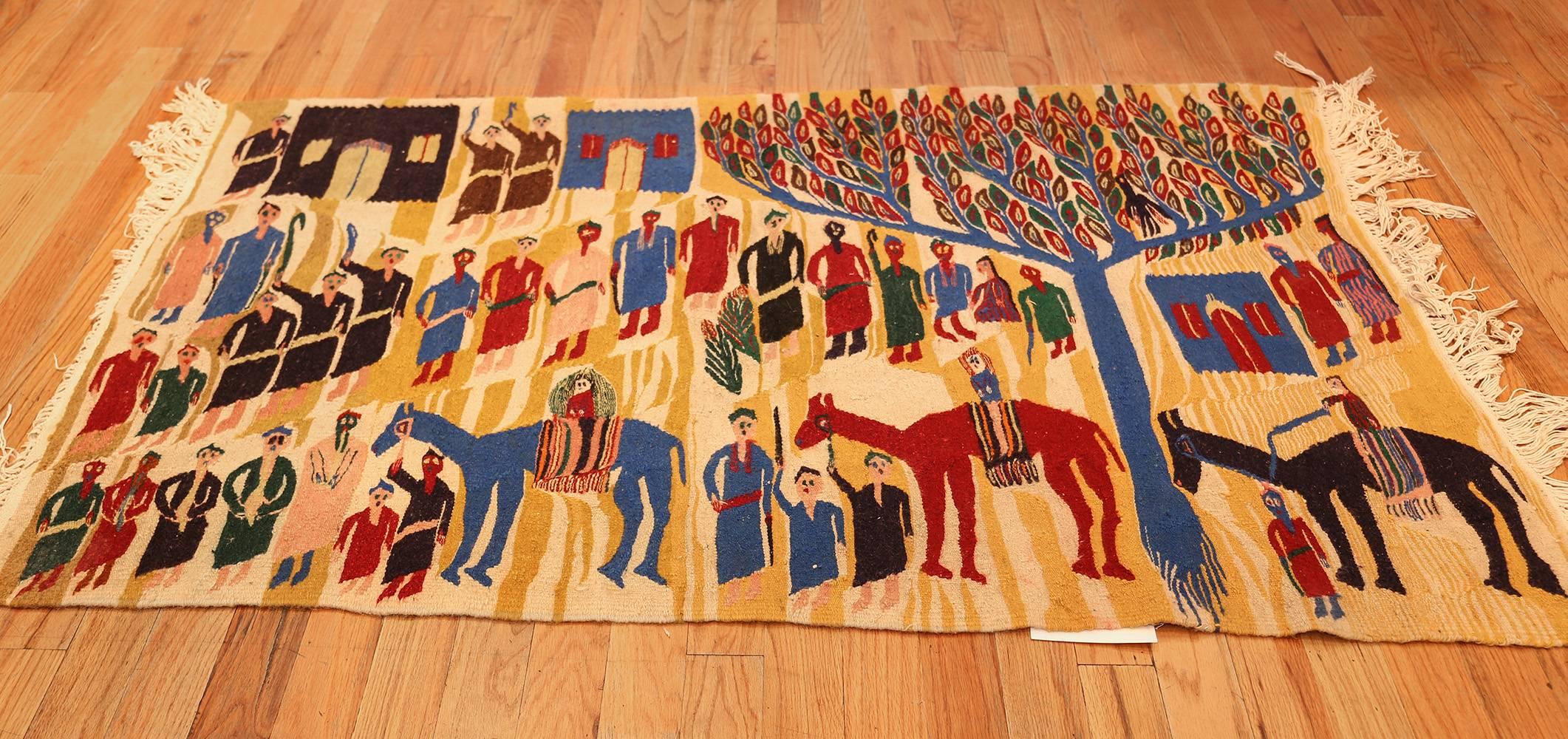 Vintage Judaic Purim Scene Tapestry. Size: 6 ft x 3 ft 9 in  For Sale 1