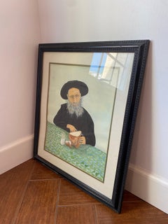 Vintage Judaica Lithograph "Cutting the Challah Bread"