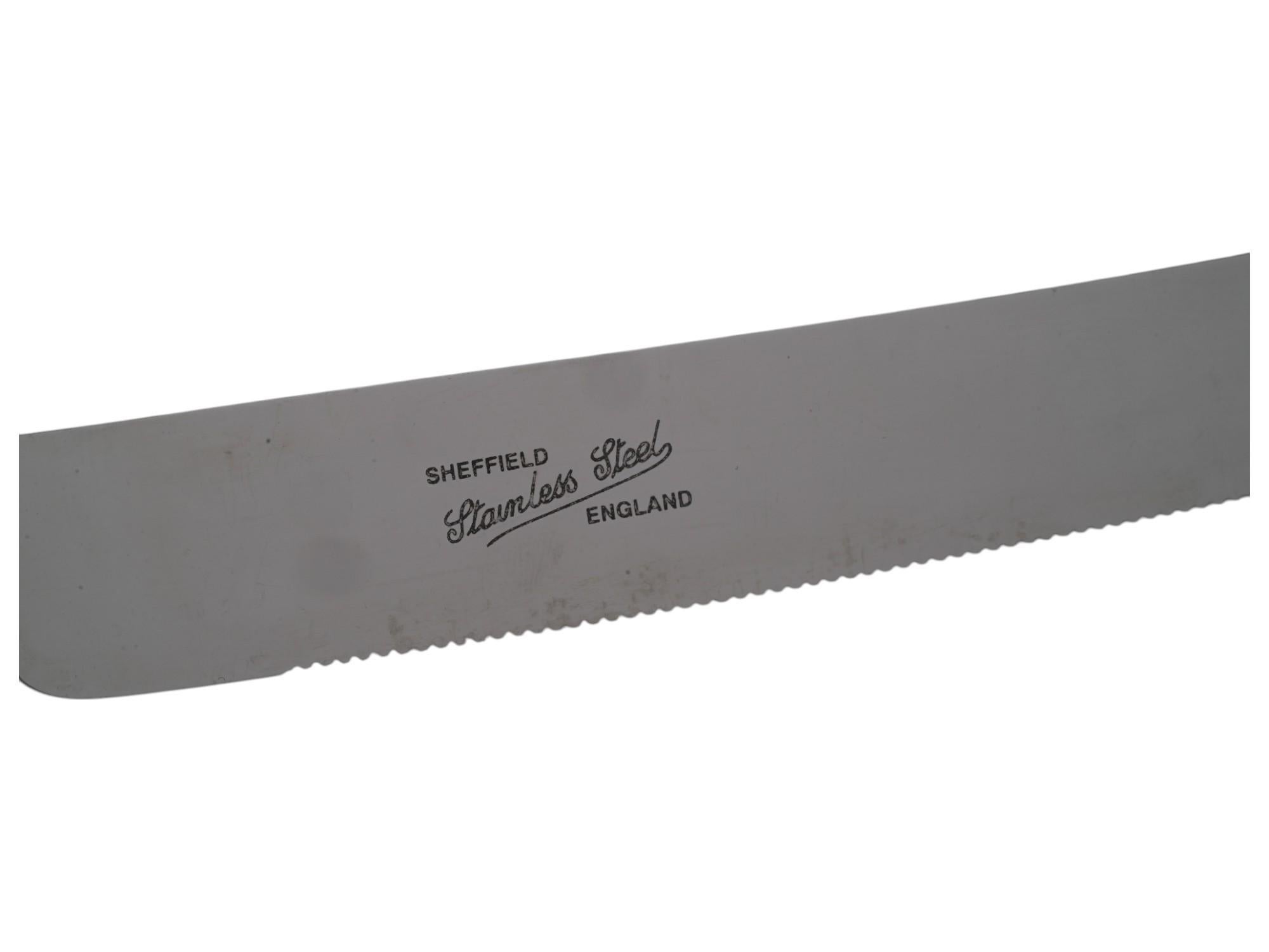 Coltello da challah vintage Judaica Sheffield in acciaio e argento in vendita 2