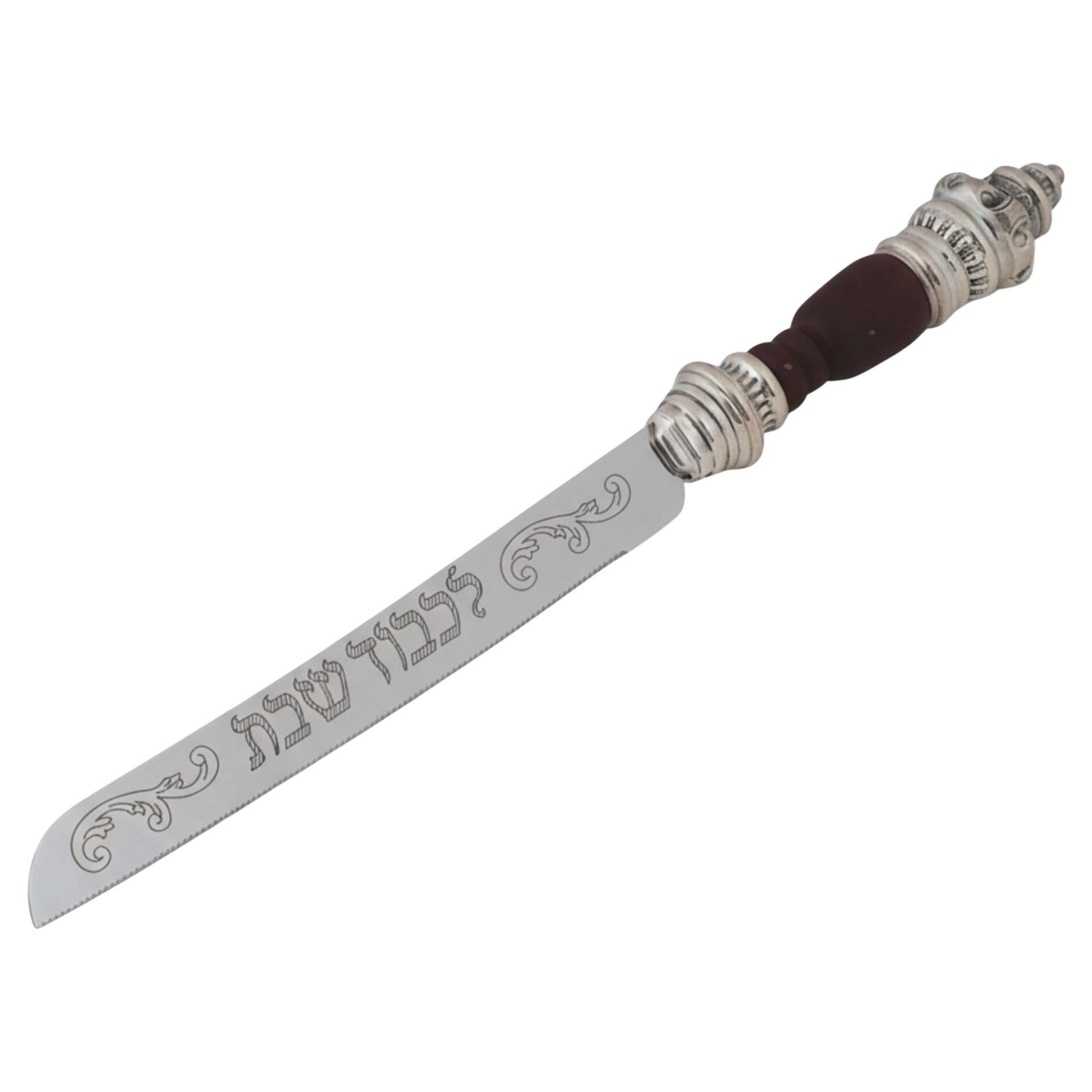 Vintage Judaica Sheffield Steel and Silver Challah Knife