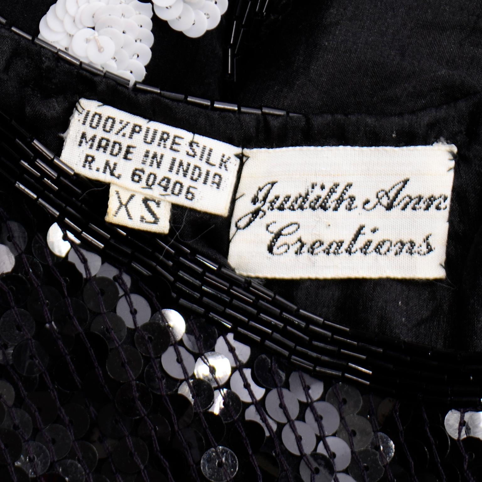 Vintage Judith Ann Creations Silk Beaded 3Pc Polka Dot Dress W Sequins New w Tag 7