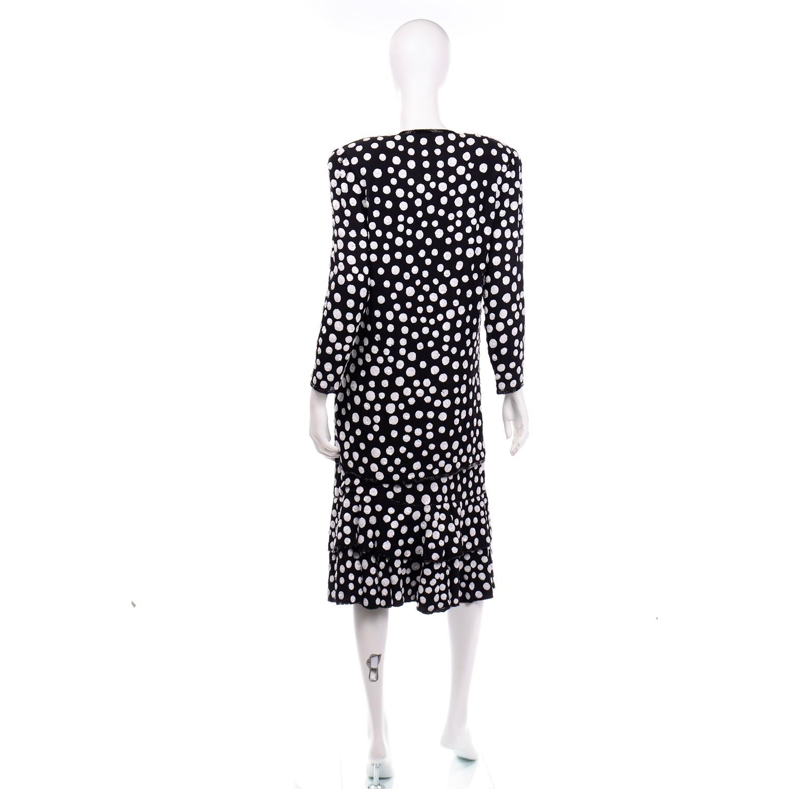 Vintage Judith Ann Creations Seta Perline 3Pc Vestito Dot Dot Dot Paillettes Nuovo con Etichetta 1