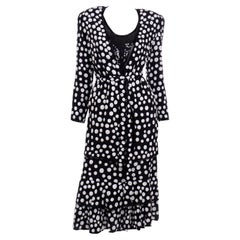 Judith Ann Creations, vintage, robe polka 3 pièces en soie perlée avec sequins, neuve avec étiquette