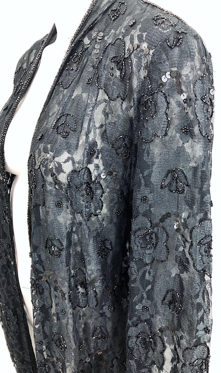 Veste En Jean Vintage Perlée Et Brodée Main - Unique - Taille S/M