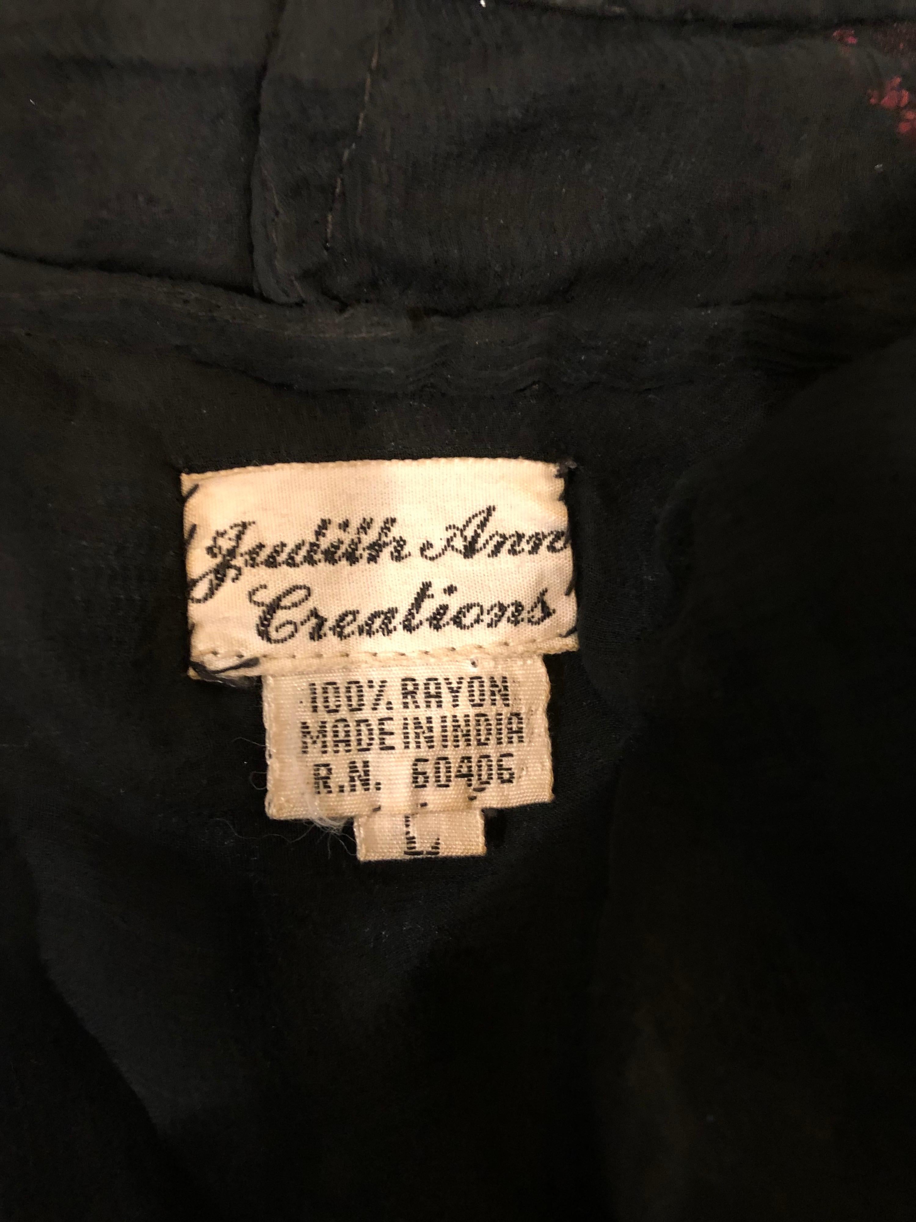 Veste vintage Judith Ann large en dentelle noire perlée ouverte sur le devant et transparente, taille L Excellent état - En vente à San Diego, CA