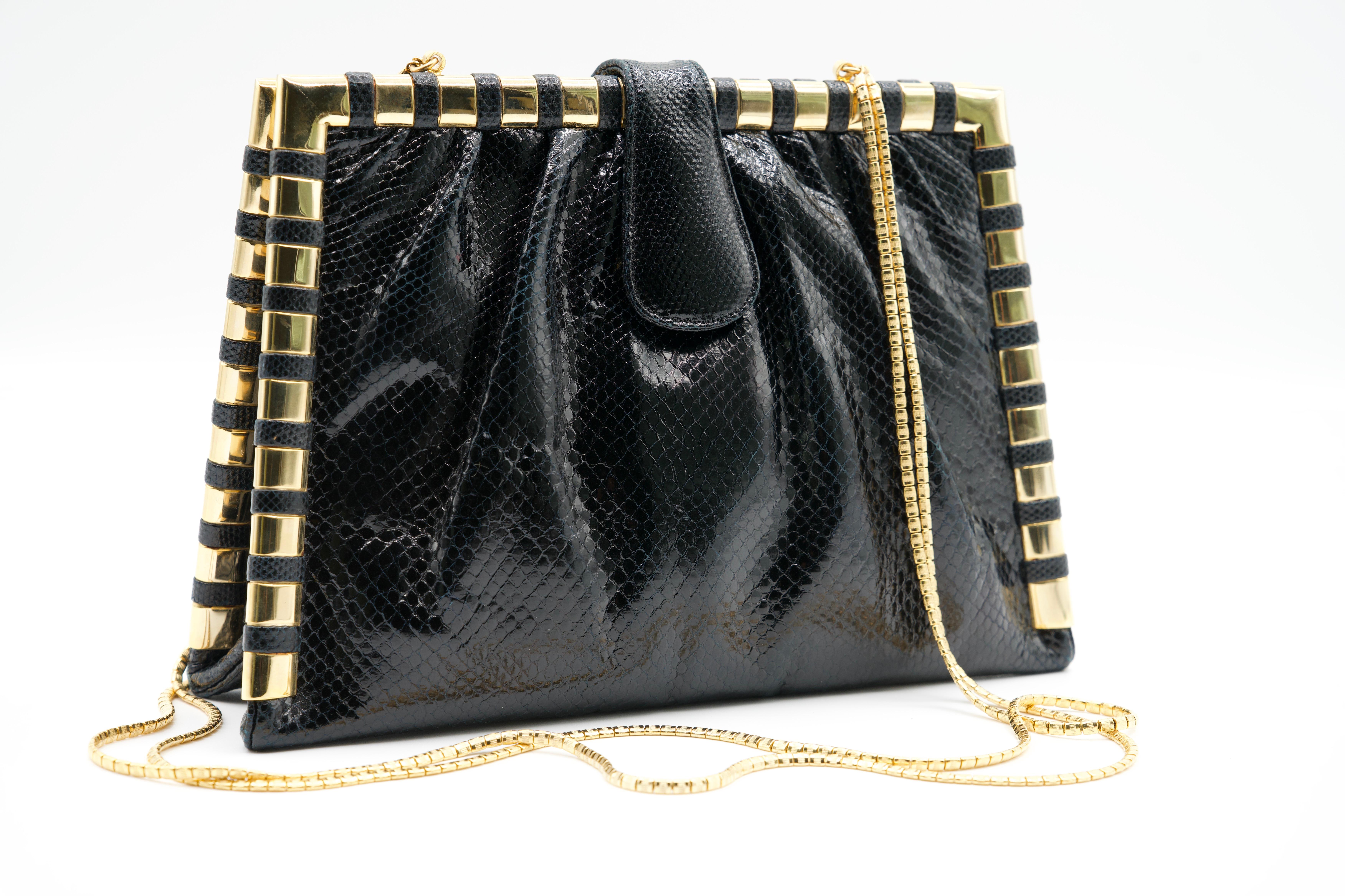 De las mujeres Bolso vintage Judith Karung negro herrajes dorados en venta