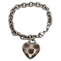Vintage Judith Jack Sterling Silver Marcasite Heart Charm Dangle Bracelet Vintage Judith Jack Sterling Silver Marcasite Heart Charm Dangle Bracelet