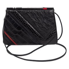 Vintage Judith Leiber 1982 Art Deco Alligator & Ostrich Shoulder Bag, Documented