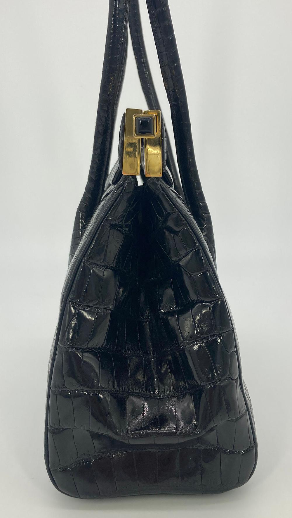 Women's Vintage Judith Leiber Black Alligator Handbag For Sale