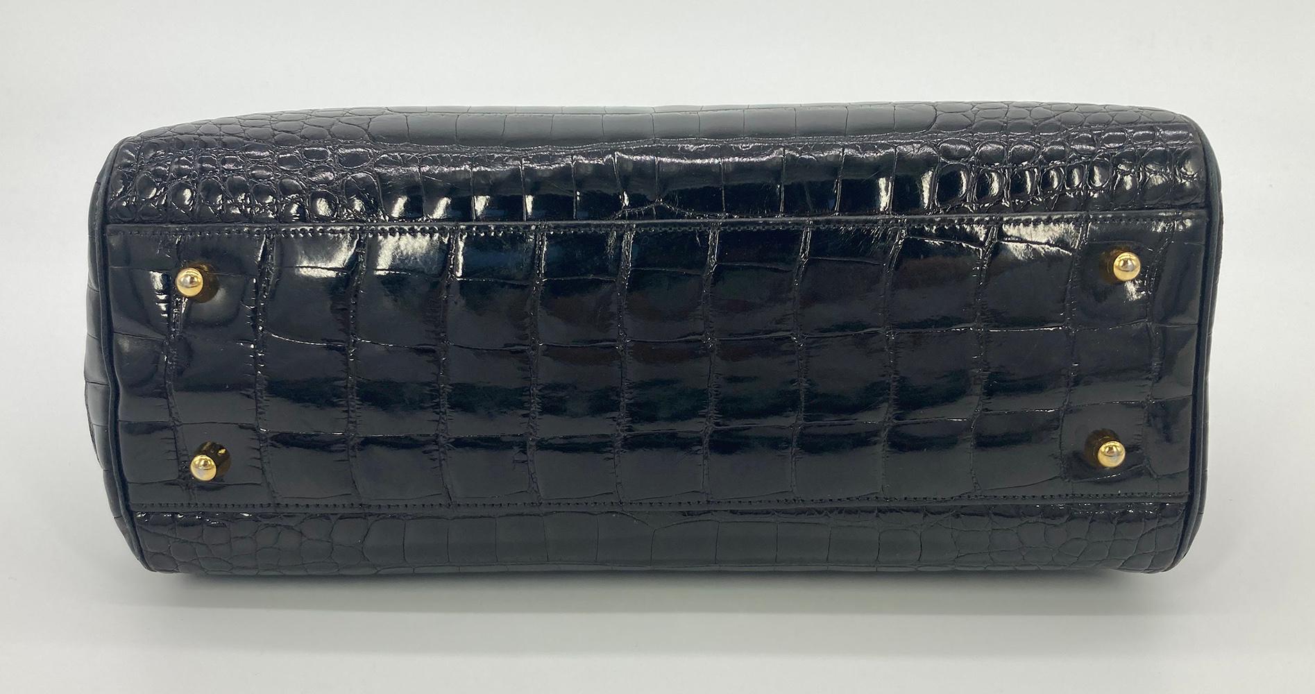 Judith Leiber Schwarze Alligatorhandtasche, Vintage im Angebot 1