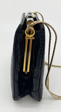 Judith Leiber Black Alligator Shoulder Bag