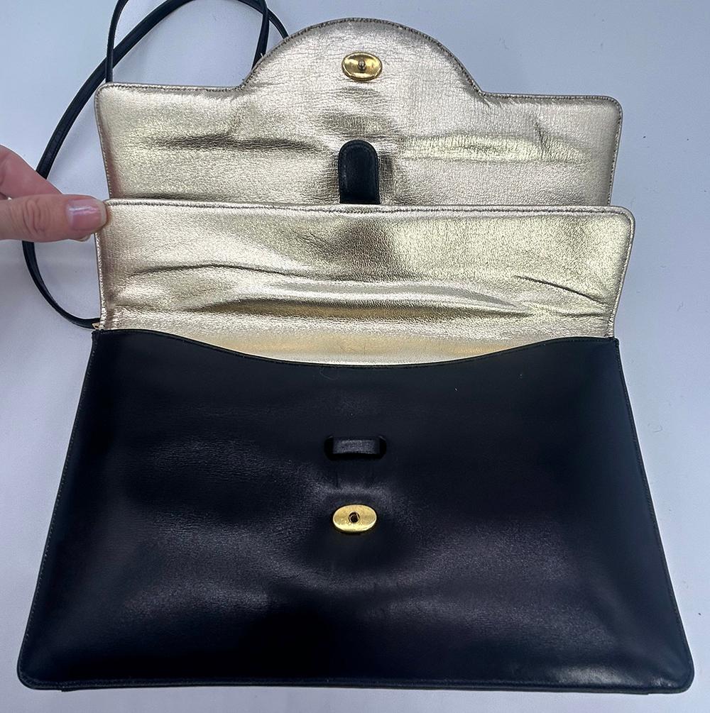 Vintage Judith Leiber Black Box Calf Leather Clutch For Sale 10