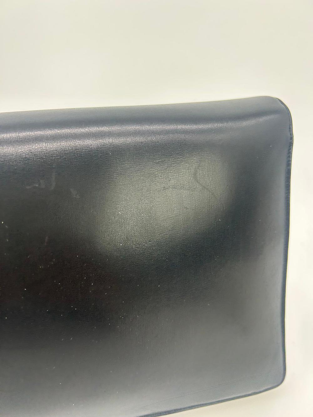 Vintage Judith Leiber Black Box Calf Leather Clutch For Sale 2