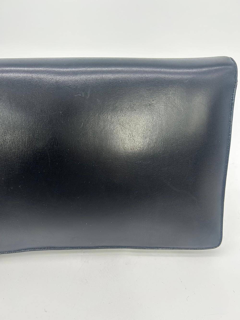 Vintage Judith Leiber Black Box Calf Leather Clutch For Sale 4