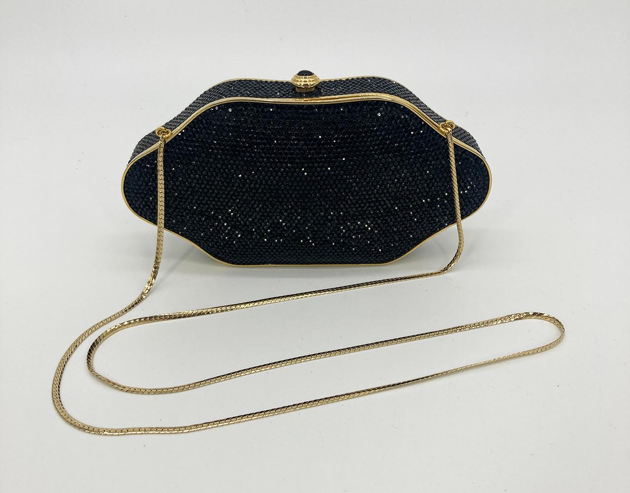 Judith Leiber Black Crystal Large Minaudiere For Sale 6