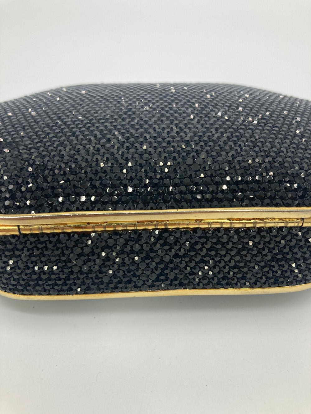 Judith Leiber Black Crystal Large Minaudiere For Sale 2