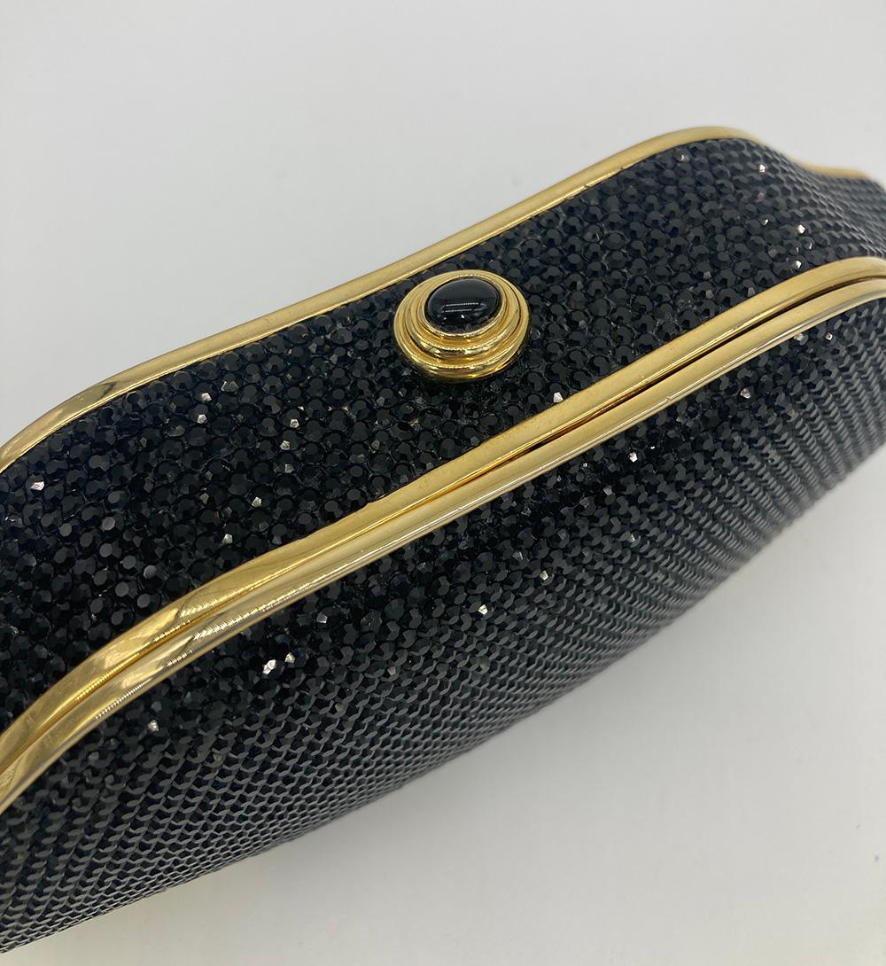 Judith Leiber Black Crystal Large Minaudiere For Sale 3