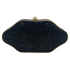 Retro Judith Leiber Black Crystal Large Minaudiere