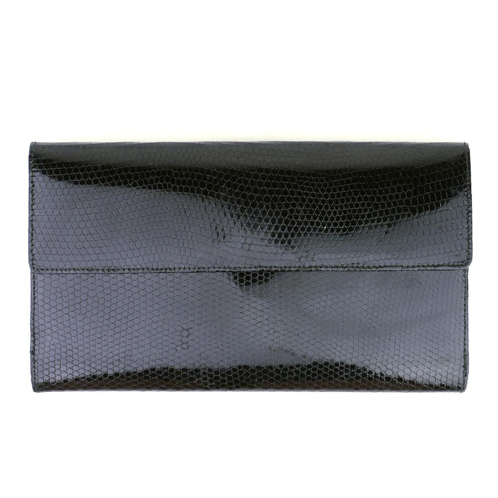 Slim dressy wallet by accessories queen Judith Leiber. Gathered flap on one side with mini frog accents. Can be worn dressy or casual.

Additional information:
Dimensions: Length: 7