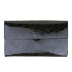 Portefeuille vintage en cuir noir de Judith Leiber, années 1980